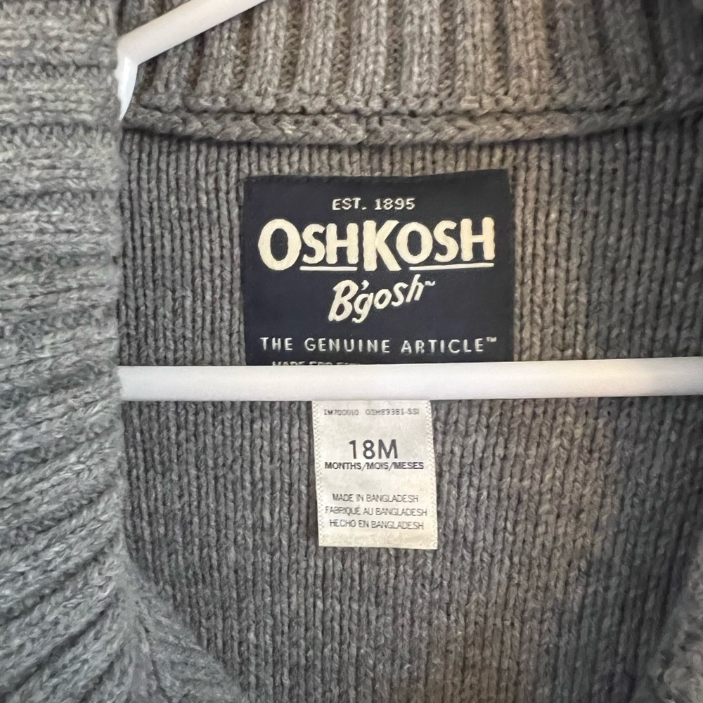 Osh Kosh | Grey knit sweater baby boy size 18mo - Picture 3 of 3